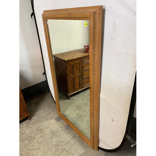 381 - LARGE OAK FRAMED WALL MIRROR 33