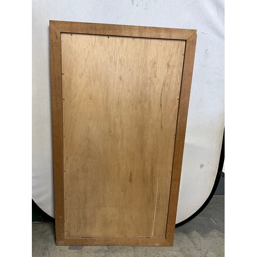 381 - LARGE OAK FRAMED WALL MIRROR 33