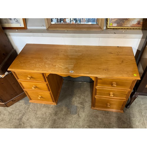 386 - MODERN PINE KNEE HOLE DRESSING TABLE W56