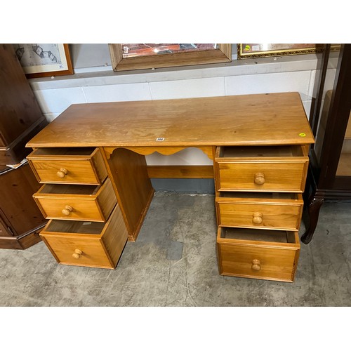 386 - MODERN PINE KNEE HOLE DRESSING TABLE W56