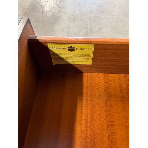 478 - MODERN MAHOGANY WATERFALL BOOK CASE WITH DRAWER TO BASE LABELLED ROSSMORE FURNITURE H46