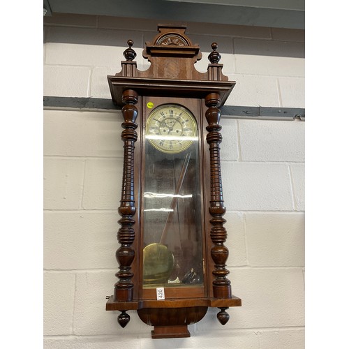 420 - LARGE VICTORIAN TWIN WEIGHTED VIENNA WALL CLOCK W17