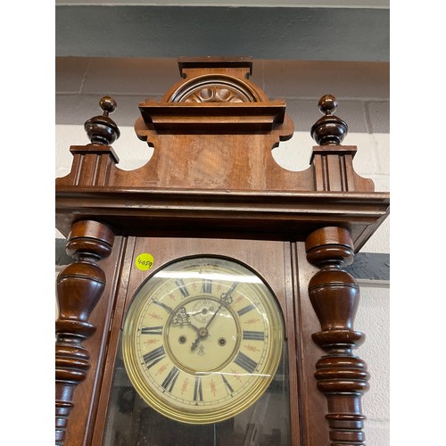 420 - LARGE VICTORIAN TWIN WEIGHTED VIENNA WALL CLOCK W17