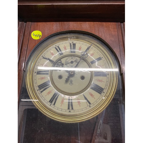 420 - LARGE VICTORIAN TWIN WEIGHTED VIENNA WALL CLOCK W17