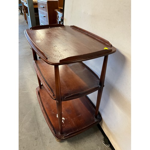 471 - THREE TIER ERCOL TEA TROLLEY (NO BADGE) ON SHEPPARDS CASTERS H29