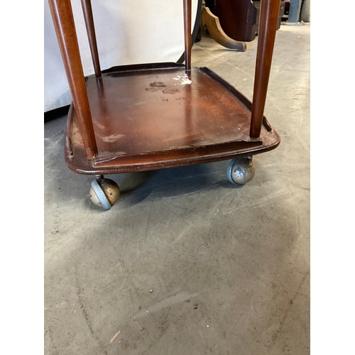 471 - THREE TIER ERCOL TEA TROLLEY (NO BADGE) ON SHEPPARDS CASTERS H29