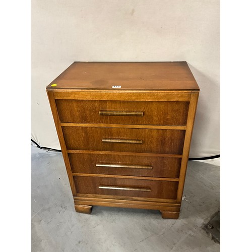 472 - VINTAGE OAK VENEERED FOUR DRAWER BEDROOM CHEST H34