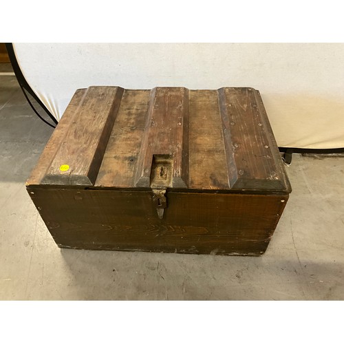 469 - VINTAGE PITCH PINE TRAVELLERS CHEST H16