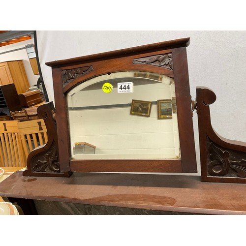 444 - EDWARDIAN MAHOGANY MARBLE TOPPED WASH STAND WITH SINGLE MIRROR TO TOP OVER TWO DOORS ON TURNED LEGS ... 