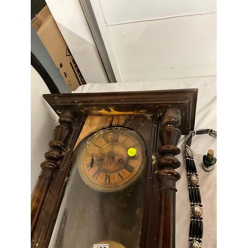 456 - BOX OF ODDS TO INCLUDE WALL CLOCK AND A VICTORIAN VIENNA WALL CLOCK SPARES AND REPAIRS