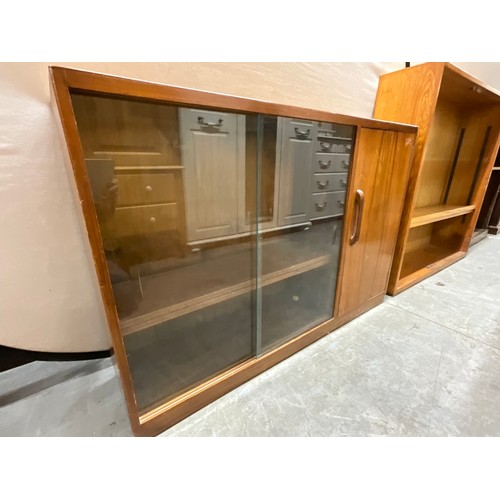 493 - WALNUT VENEERED SLIDING GLASS BOOK CASE WITH REGISTRATION NUMBER TO BACK H31