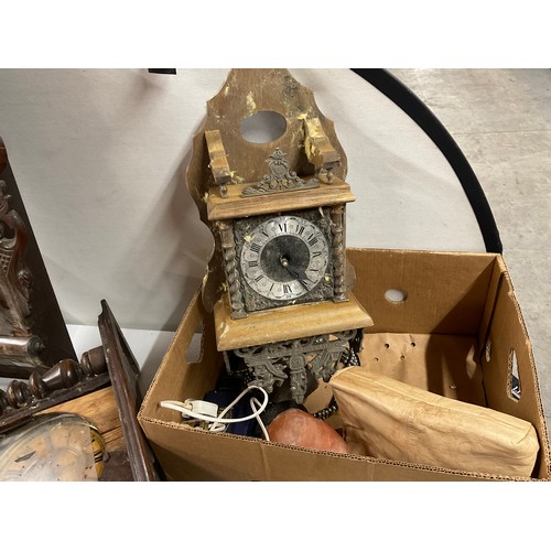 1 - BOX TO INCLUDE REPRODUCTION CUCKOO CLOCK, MODEL CAR IN PRESENTATION BOX, SALT LAMP, BRASS BOWL, VICT... 