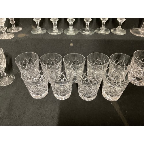 2 - BOX TO INCLUDE WINE GLASSES AND CUT GLASS TUMBLERS