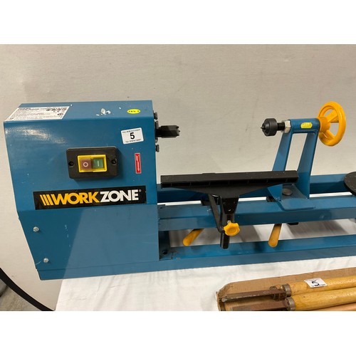 5 - WORKZONE WOOD WORKING LATHE AND CHISELS