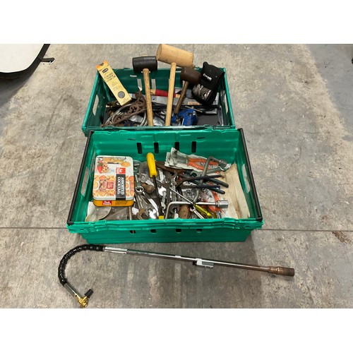 43 - 2 CRATES OF TOOLS TO INCLUDE SPANNERS ETC