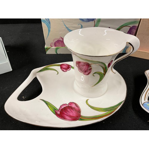 65 - 3 BONE CHINA TEA FOR ONE SETS IN PRESENTATION BOXES