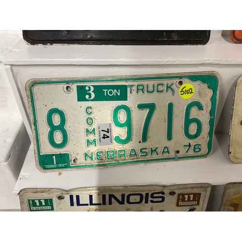 74 - QTY OF VINTAGE AMERICAN NUMBER PLATES