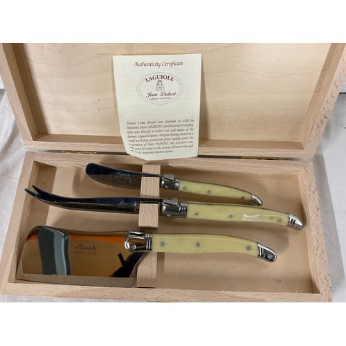 78 - JEAN DUBOST FRENCH CASED KNIFE SET AND PAIR OF RANGER 8 X 30 BINOCULARS