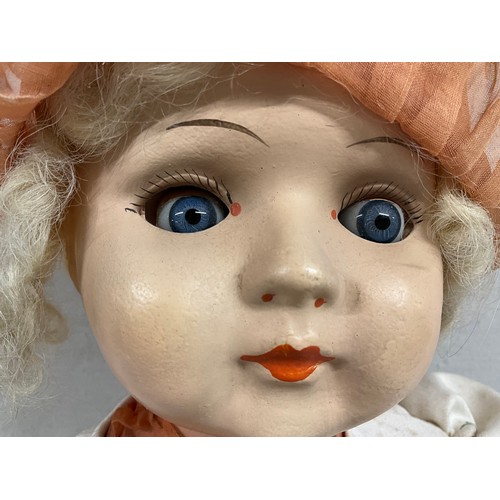 97 - **LOT WITHDRAWN BY VENDOR ** 
VINTAGE DOLL WITH PAPIER MACHE FACE AND CLOSING EYES WITH ORIGINAL CLO... 