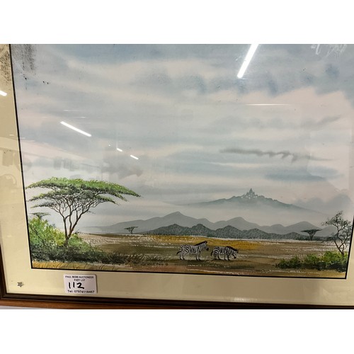 112 - 3 FRAMED AFRICAN WATERCOLOURS SIGNED OLE KOLII PAUL