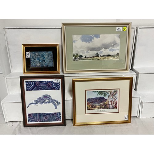 120 - 4 MODERN FRAMED PICTURES TO INCLUDE WATERCOLOUR