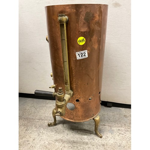 122 - COPPER & BRASS WATER URN COMPLETE WITH BRASS TAP