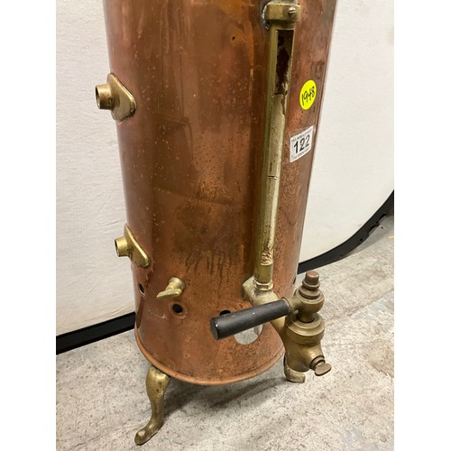 122 - COPPER & BRASS WATER URN COMPLETE WITH BRASS TAP