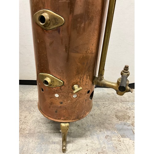 122 - COPPER & BRASS WATER URN COMPLETE WITH BRASS TAP