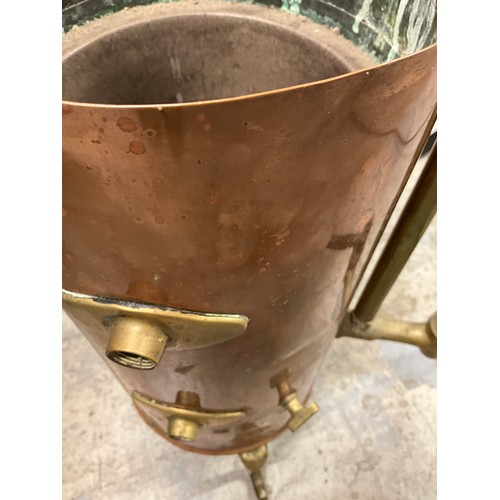 122 - COPPER & BRASS WATER URN COMPLETE WITH BRASS TAP