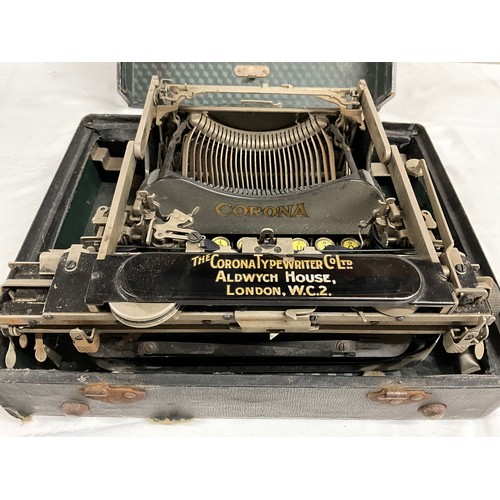 124 - CORONA TYPEWRITER CO LTD FOLDING PORTABLE TYPEWRITER CASE A/F