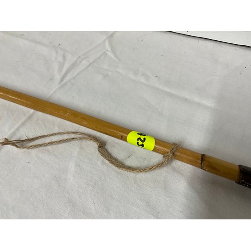 126 - VINTAGE WALKING CANE WITH LEATHER COVERED HANDLE