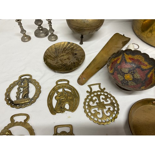 129 - EARLY BRASS JAM PAN AND MARTINGALES ETC