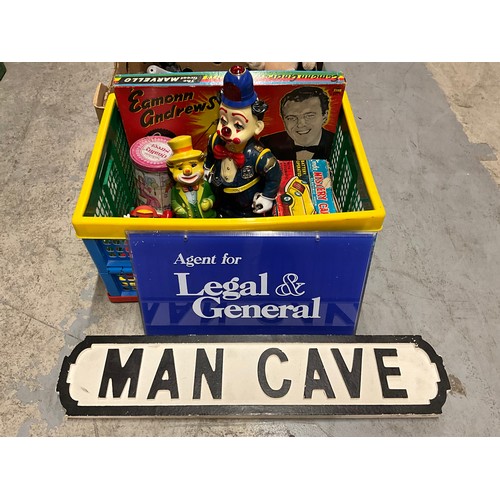 133 - CRATE AND 2 BOXES OF VINTAGE TOYS ETC