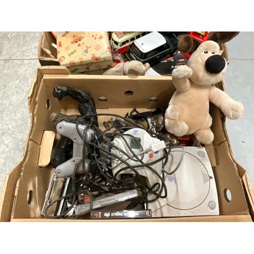 133 - CRATE AND 2 BOXES OF VINTAGE TOYS ETC