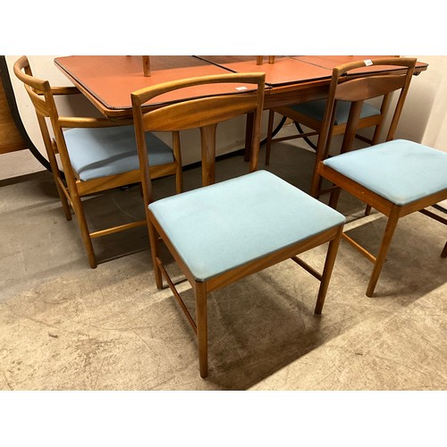 436 - MID CENTURY TEAK EXTENDING DINING TABLE H29 