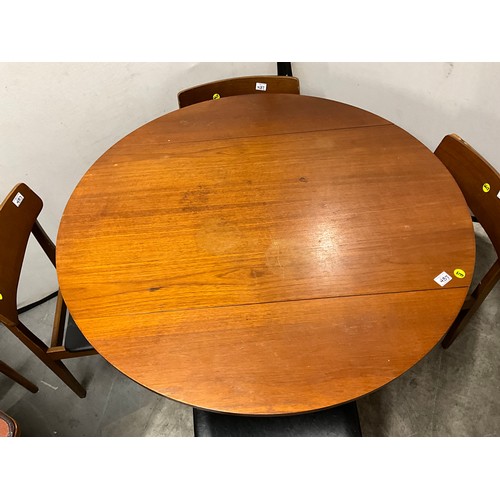 437 - MID CENTURY TEAK DROP LEAF DINING TABLE AND 4 MATCHING CHAIRS