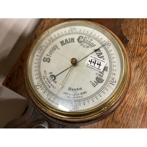 444 - OAK NEST OF 3 TABLES AND VINTAGE BAROMETER A/F