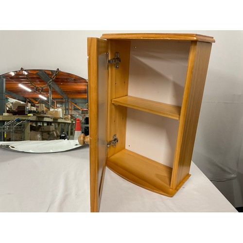 5 - PINE MIRROR DOOR BATHROOM CABINET AND THREE WALL MIRRORS