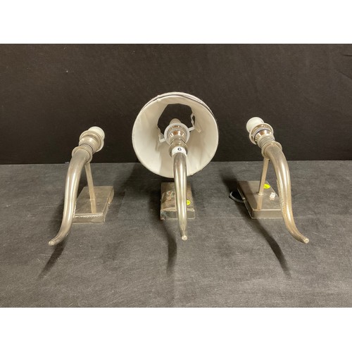 6 - THREE METAL WALL LIGHTS