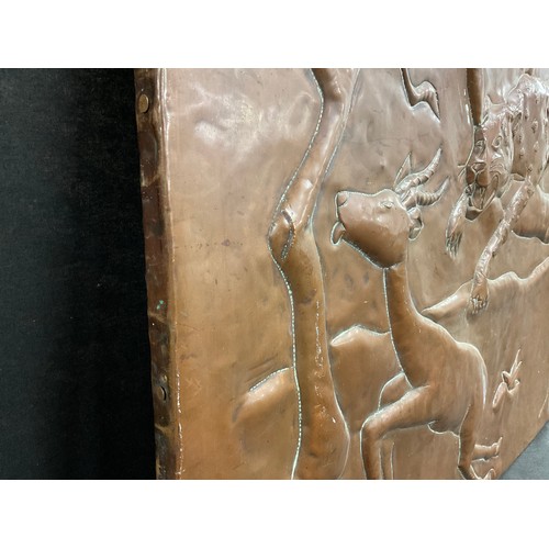 15 - AFRICAN STYLE COPPER PLAQUE OF A CHEETAH HUNTING AN ANTELOPE 34