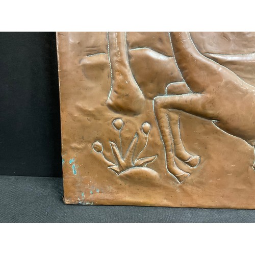 15 - AFRICAN STYLE COPPER PLAQUE OF A CHEETAH HUNTING AN ANTELOPE 34