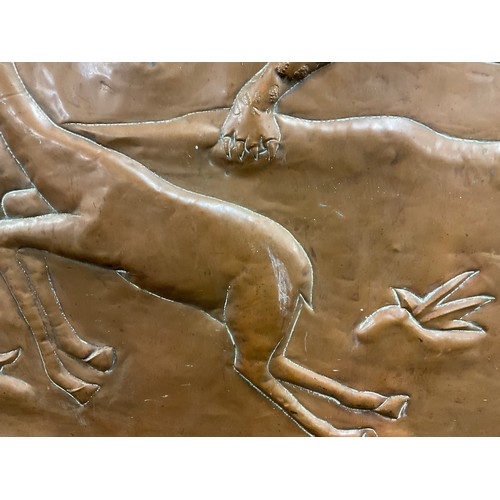 15 - AFRICAN STYLE COPPER PLAQUE OF A CHEETAH HUNTING AN ANTELOPE 34