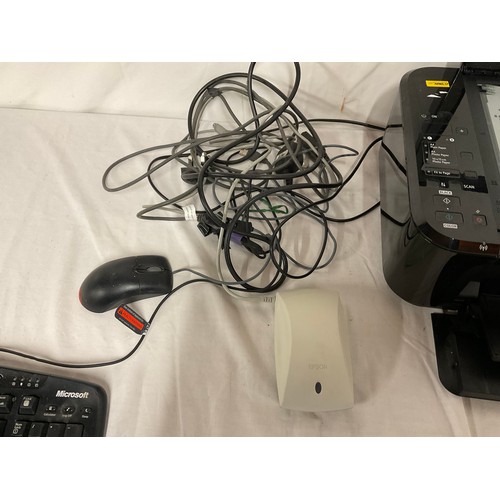 21 - CANON PRINTER, COMPUTER KEYBOARD, SPEAKERS ETC