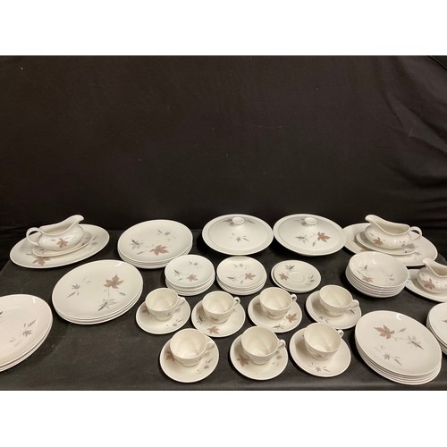 20 - LARGE ROYAL DOULTON TUMBLING LEAVES PATTERN DINNER AND TEA SERVICE - 73 PIECES IN TOTAL.