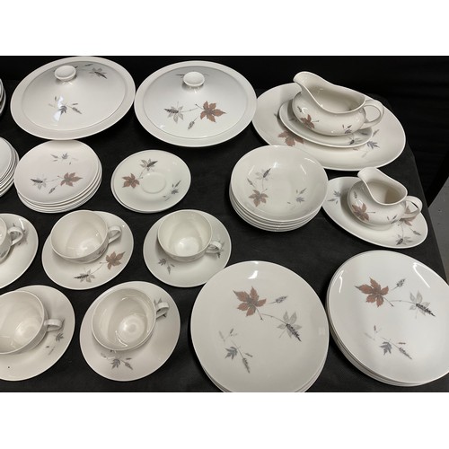 20 - LARGE ROYAL DOULTON TUMBLING LEAVES PATTERN DINNER AND TEA SERVICE - 73 PIECES IN TOTAL.