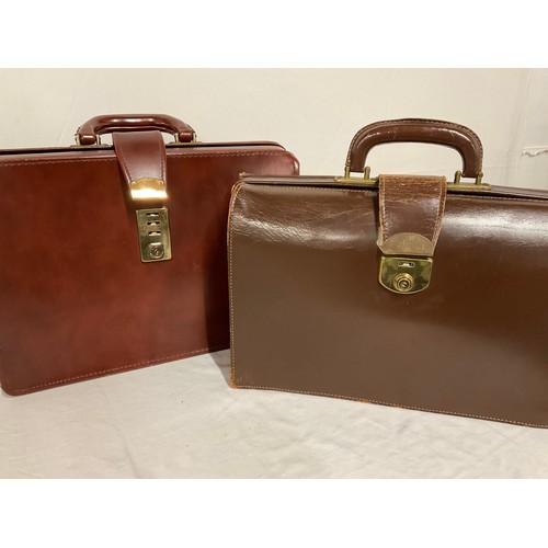 26 - BOX OF LEATHER BRIEFCASES, DOCUMENT CASE, PAPER SHREDDER ETC