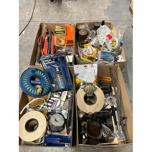 53 - FOUR BOXES OF HARDWARE AND TOOLS