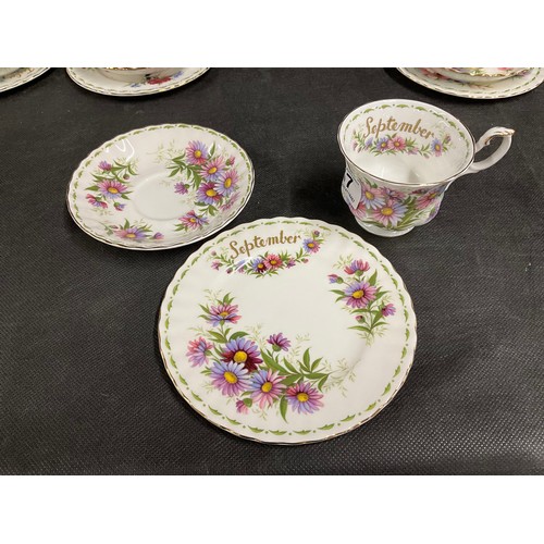 57 - SET OF ROYAL ALBERT FLOWER OF THE MONTH SERIES TRIOS (12)