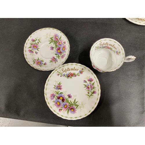 57 - SET OF ROYAL ALBERT FLOWER OF THE MONTH SERIES TRIOS (12)