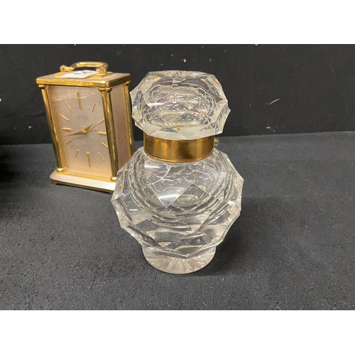 64 - QUANTITY OF COLLECTABLES TO INCLUDE A PLATED FRUIT BASKET, HEAVY CRYSTAL GLASS PERFUME BOTTLE (NO ST... 